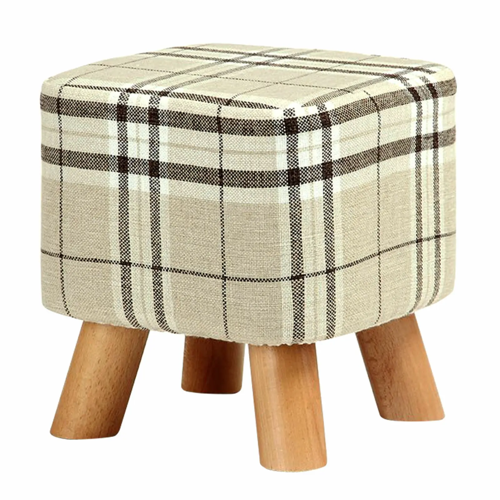 
Robust And stable Stool Modern Luxury Upholstered Footstool Round Wooden Stool 