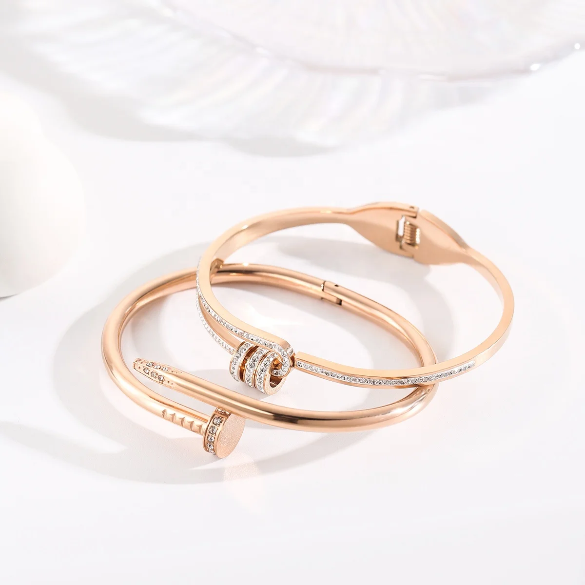 
Fashion Men And Women Stainless Steel Nail Jewelry Adjustable Bangle Nail Colorful Bangle With Zircon Bracelets 