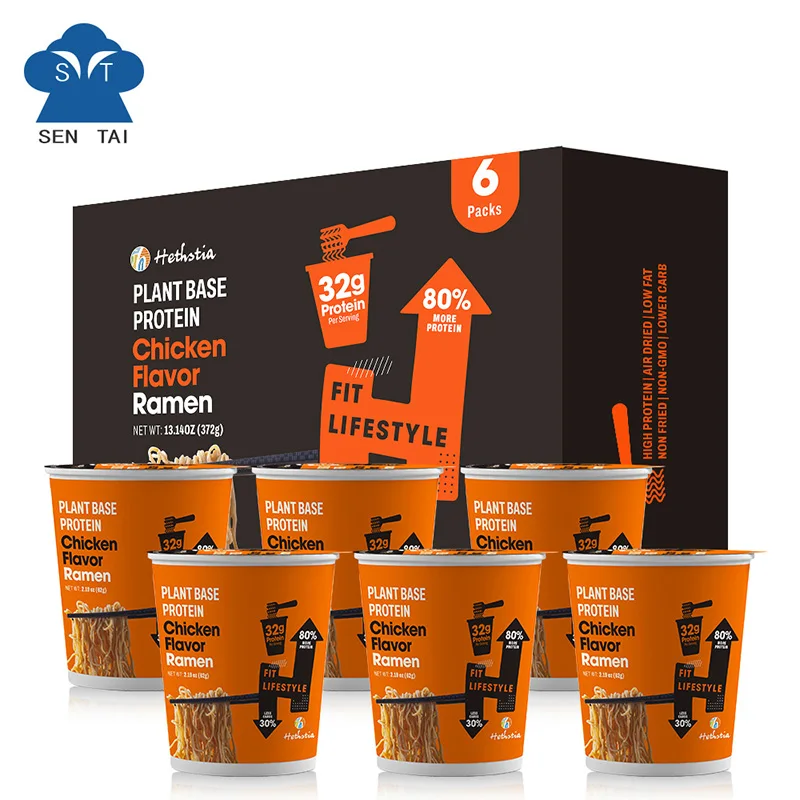 Halal Kosher Certified Cup Noodle Instant Non Fried Plant Base Low-Carb Chicken Flavor Ramen