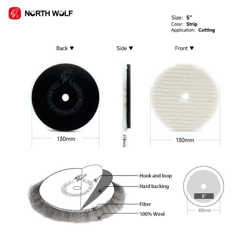North Wolf 5Inch Japan Ultra soft Microfiber Wool Polishing pad  Car Cutting Buffing Wool Pads
