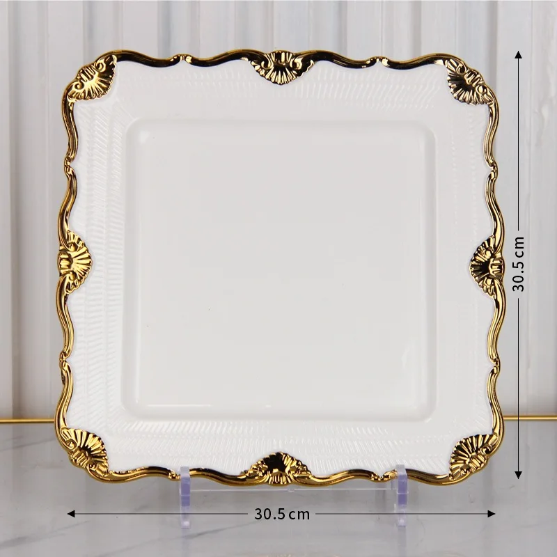 Light Dish Tableware Plate Bowl Set Western Deep Plate Soup Plate Phnom Penh Chicken Tail Ceramic Luxury CLASSIC Party White