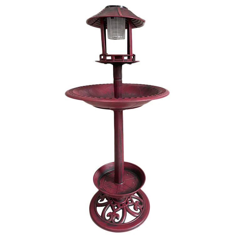 BOCHENG Garden Outdoor Plastic Bird Bath with Antique Design-Patina Green Birdbath Solar Light Bird Feeder