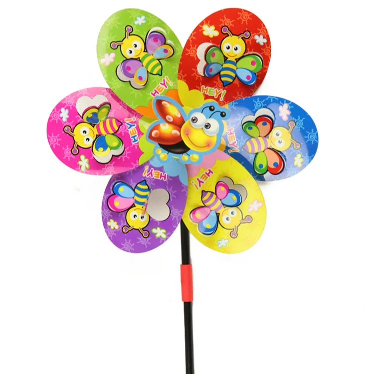 Hot-selling toy windmill decorative garden environmental protection spring plastic colorful multicolor windmill