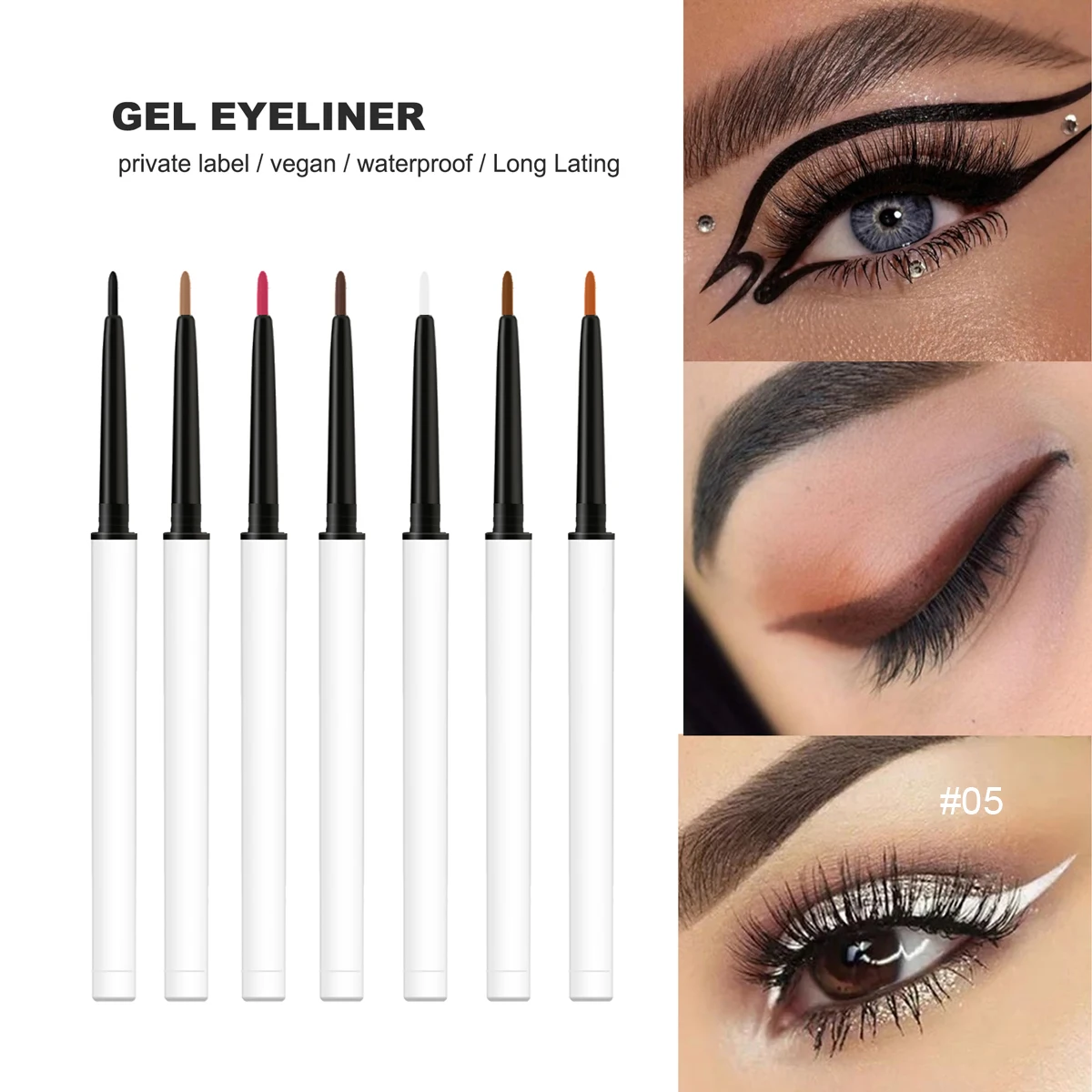 Wholesale cream matte private label eye liner pen gel quick drying eyeliner pencil waterproof long lasting eyeliner pencil