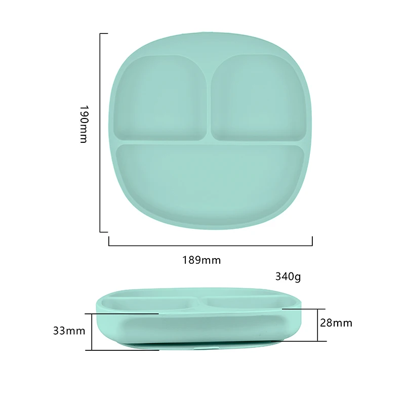 Bpa Free Kids Silicone powerful adsorbent easy to clean Dish Toddler Feeding Divided Suction silica food grade silica gel Plate