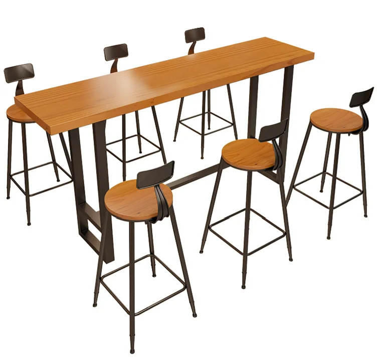 
Solid wood bar high footed tables and chairs personalized bar tables and chairs 