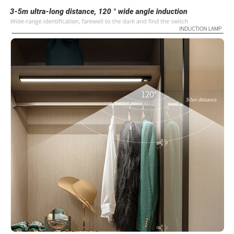 Multiple Size 36V USB Charge Ultra-Thin Wireless Motion Sensor Cabinet Kitchen Wardrobe Rectangular LED Lamp