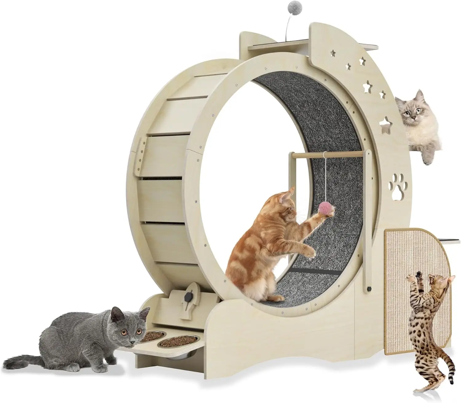 Custom Logo Interactive Anti-depression Fiber board Mascotas Wooden Pet Tread Exercise Running Wheel Cat Pet Dog Fun Treadmill