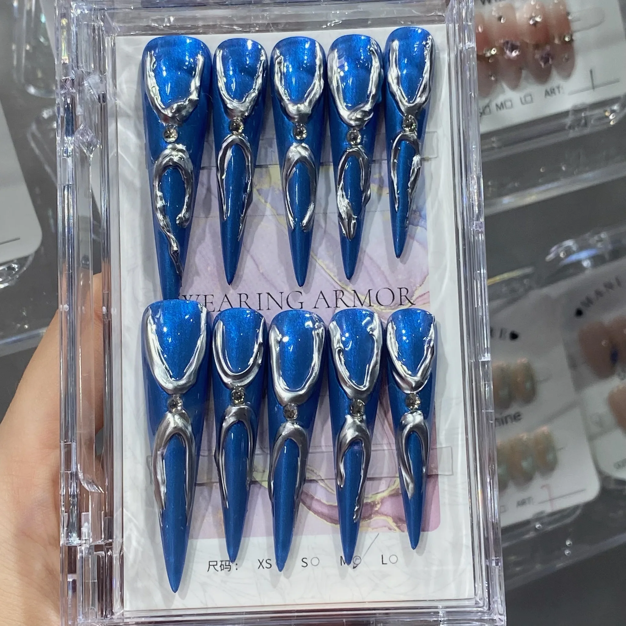 New Fashion Creative Ladies Wear Nails Blue mid-length Style Manicure with quality warranty