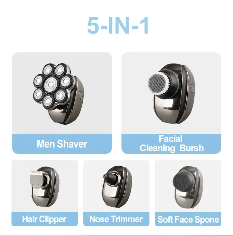 Customized Logo Multi Electric Rechargeable Shaver Cordless Multi Headed Profesional Beard Head Shaver For Bald Men