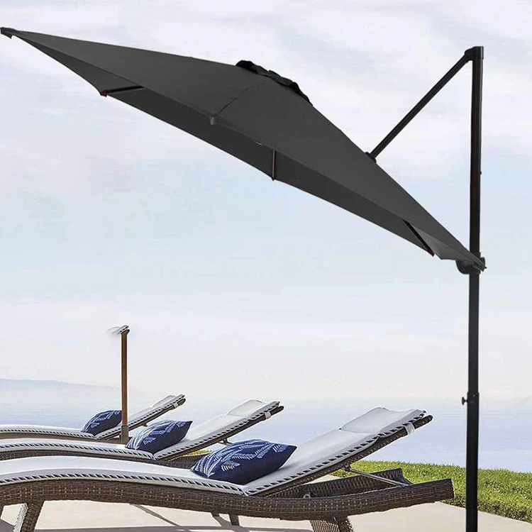 Factory Supply Material Fabric 4M / 13.1Ft Aluminium Outdoor Square Round Market Umbrella With Hand Crank Tilt Uv