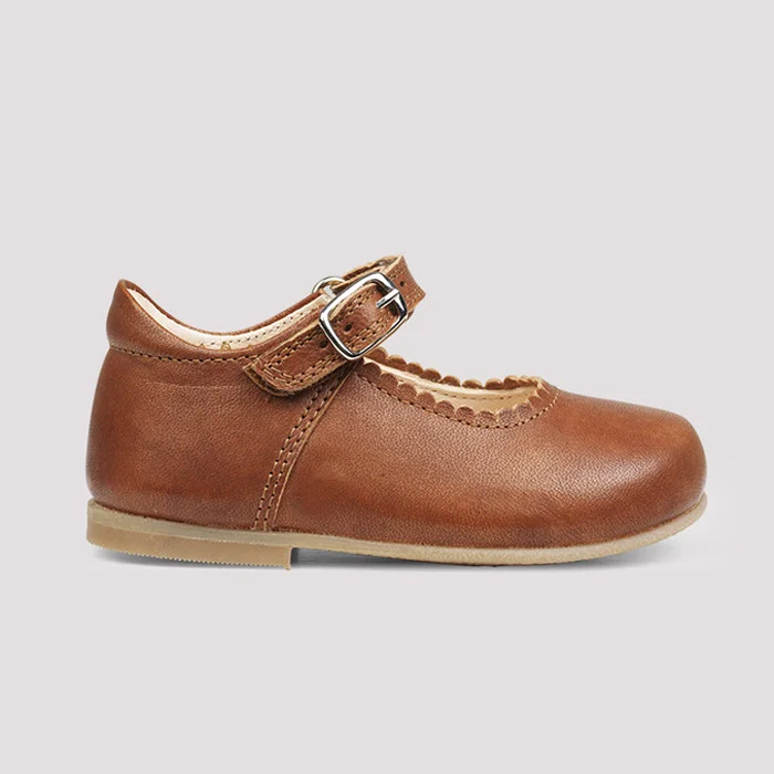 Испанская кожаная детская качественная обувь Мэри Джейн для детей маленькой девочки желтого цвета