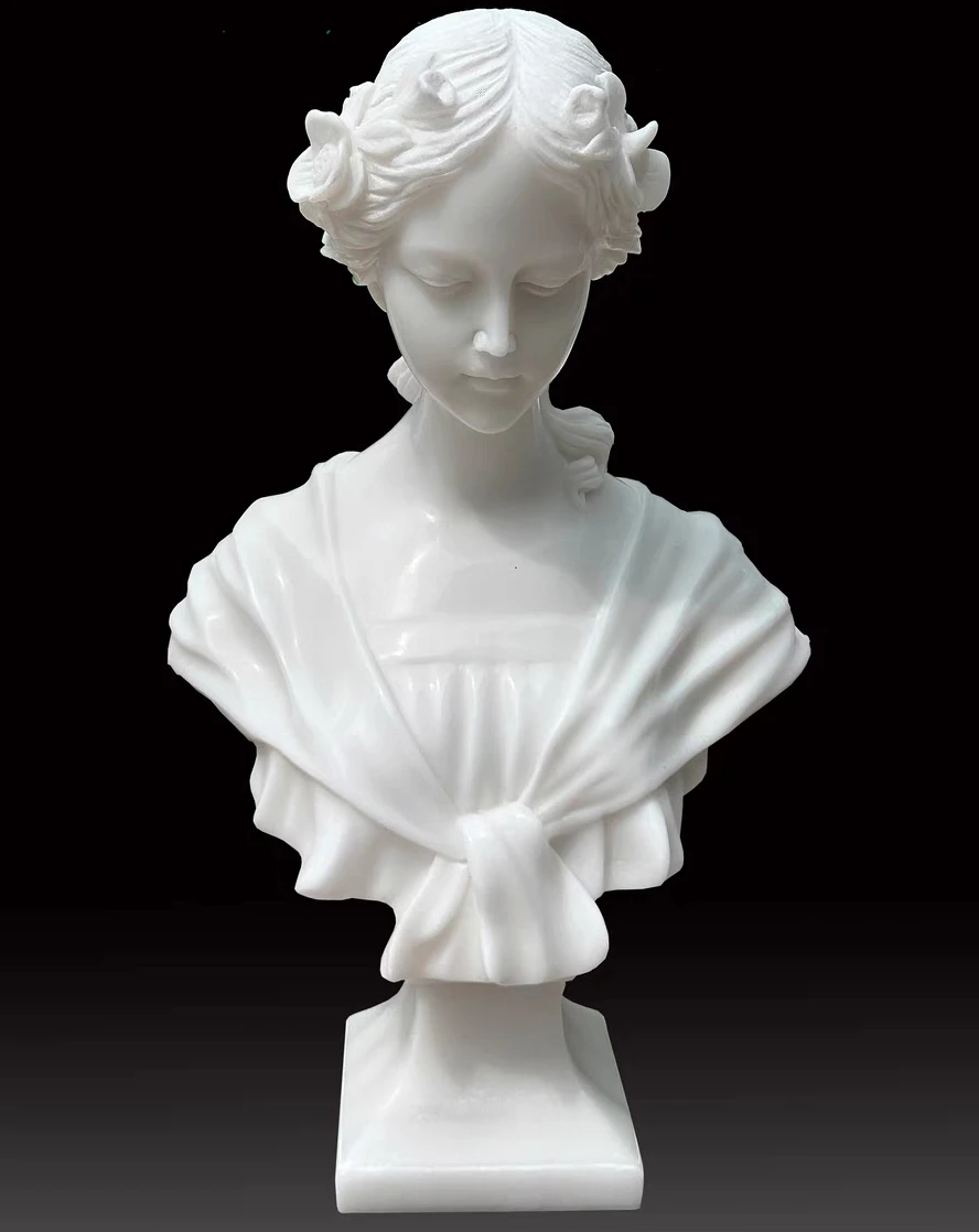 Freestanding Natural Stone Hand Carved And Polished White goddess statue