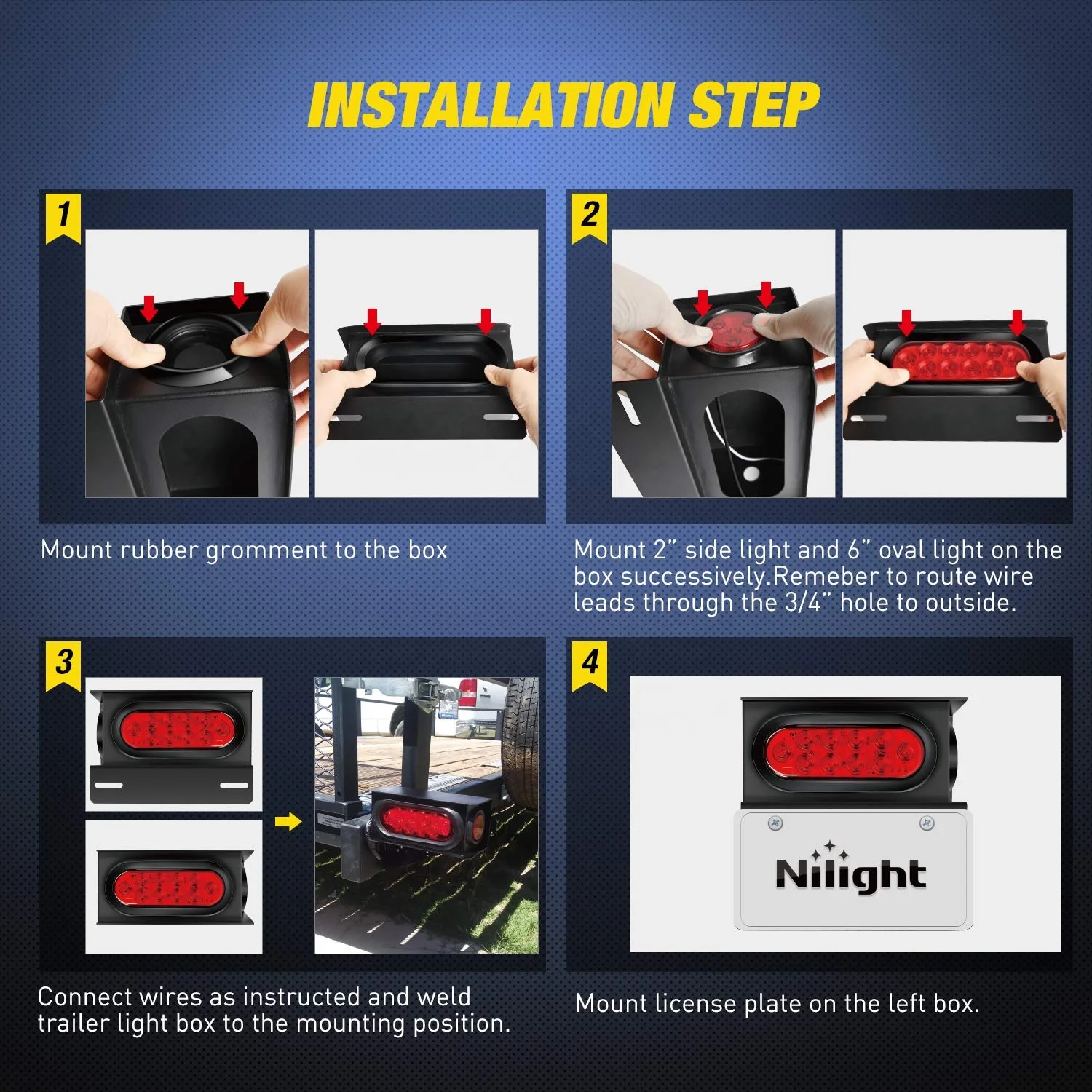 led trailer light 12v 24v rear tail marker side flashing solar strobe signal trailer led light