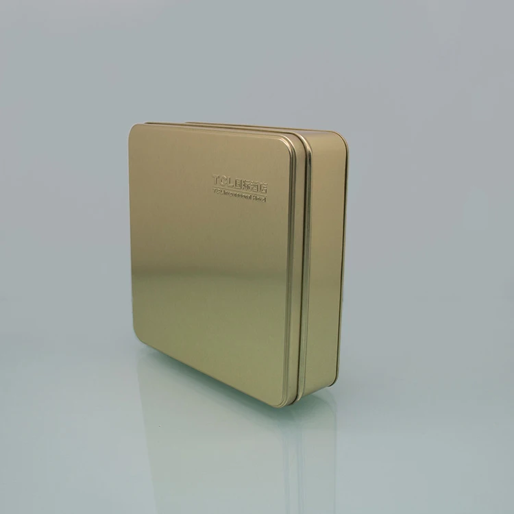 Food Graded Rectangular Metal Tinplate Tin Box New Custom Printed Luxury Tea Caddy Tin Coffee Can Metallic Square Box