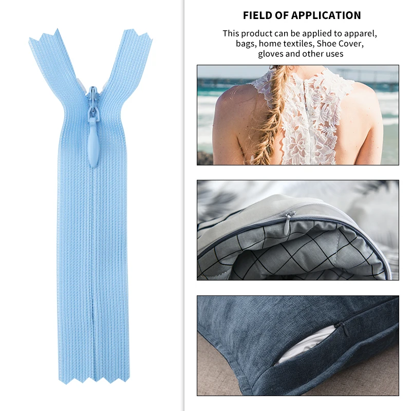 OCO Factory Custom Nylon Invisible zipper #3 conceal zipper lace edge zipper for dress Skirt clothing accessories