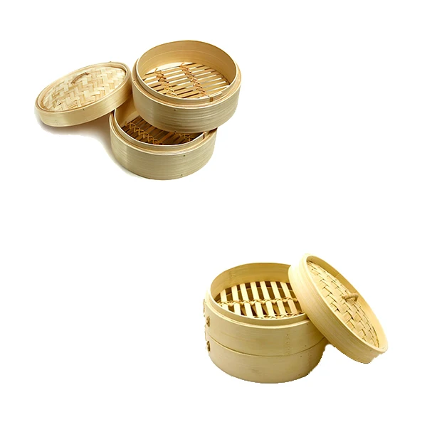 Wholesale price high quality eco friendly 10 inch 2 tier bamboo steamer