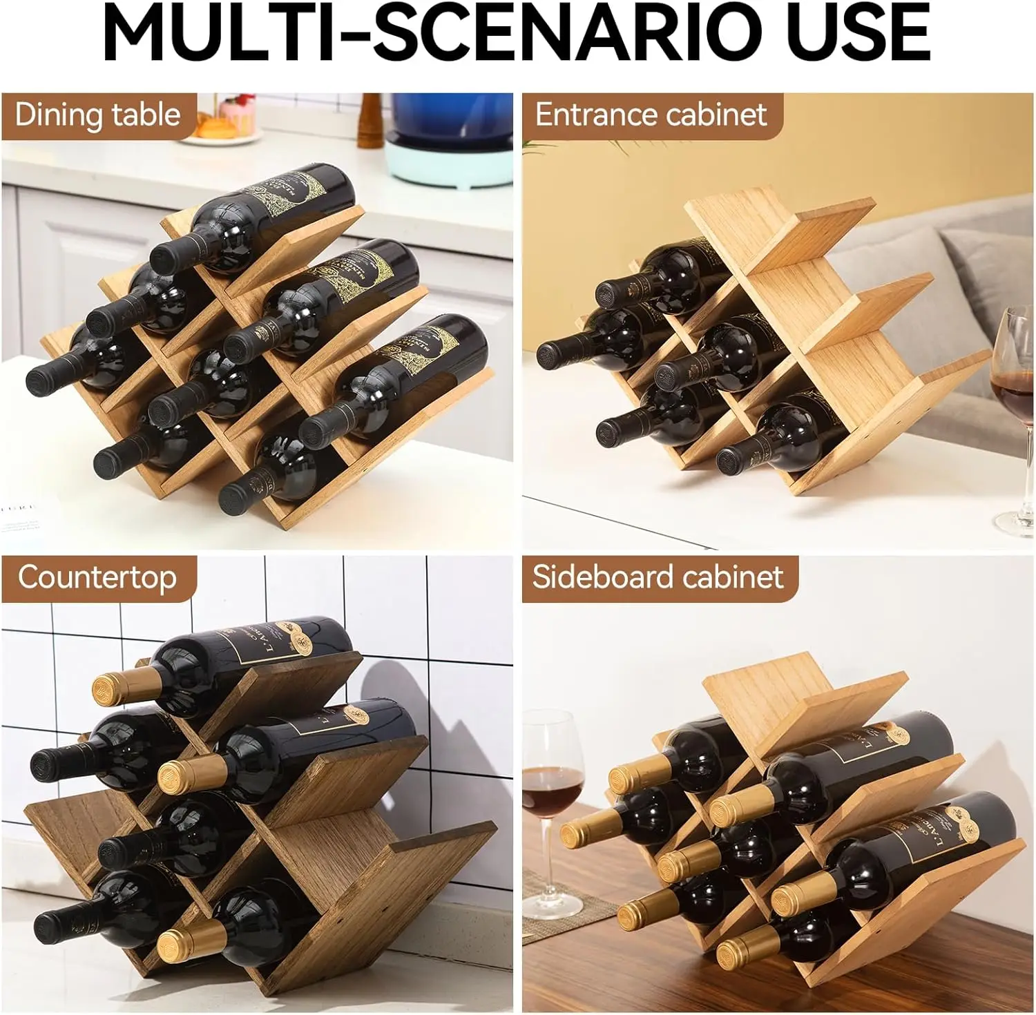 Popular Wooden Countertop Wine Rack Luxury Independent bar Set with Wooden Wedding Banquet Wine Cabinet