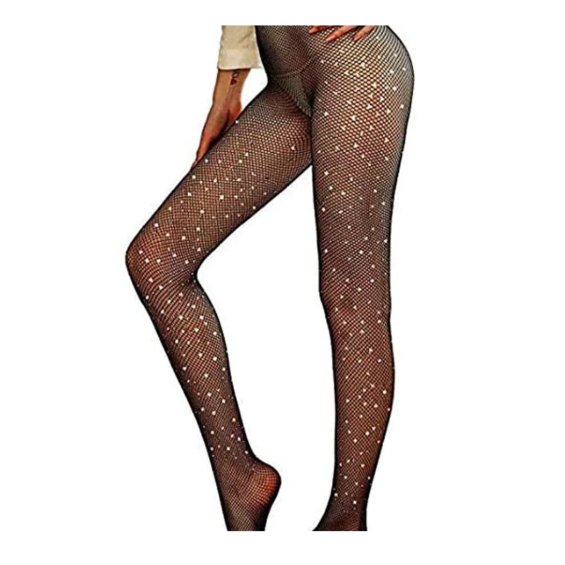 Wonens Black Tights Girl Glitter Socks Bling Rhinestone Elastic Tights Pantyhose for Lady & Women
