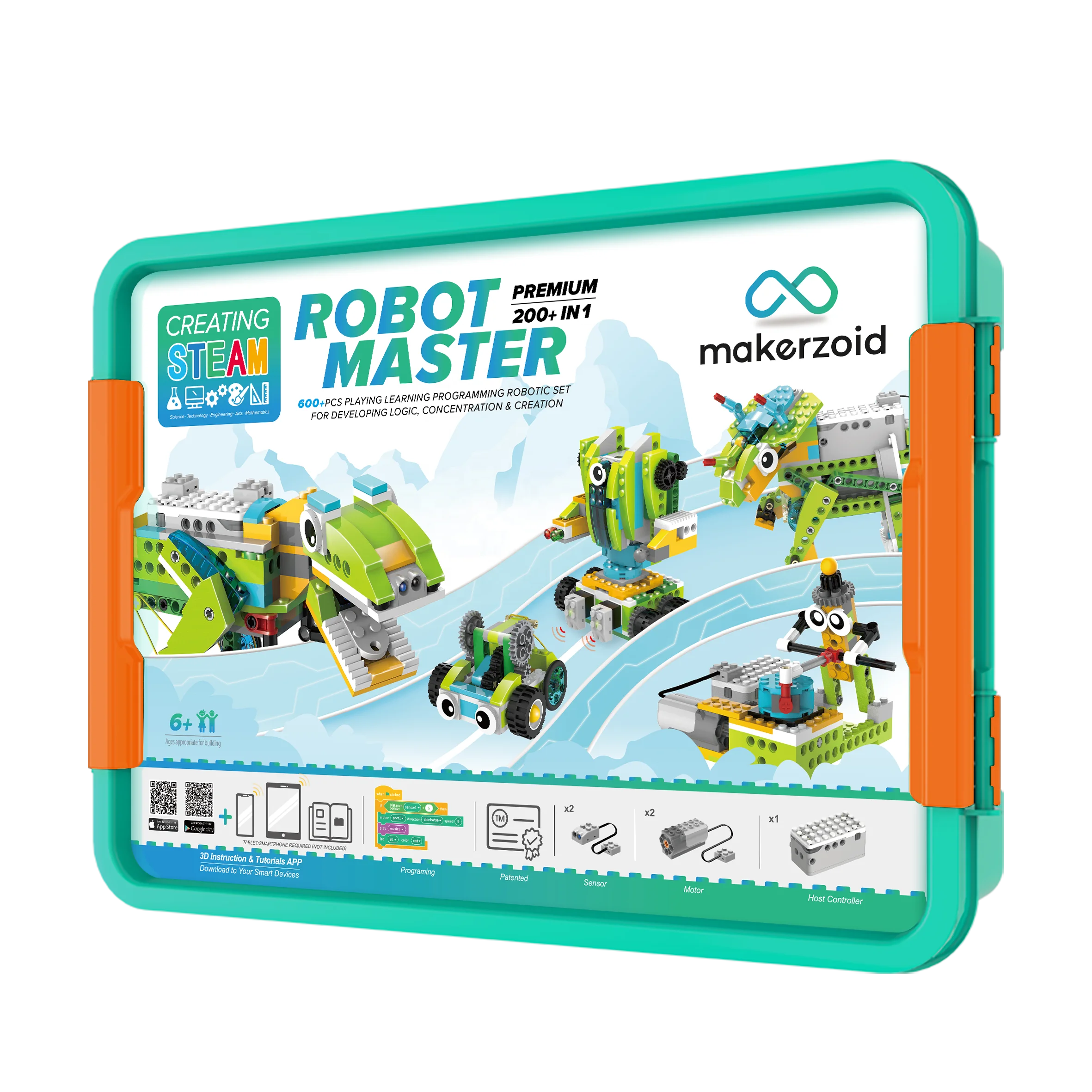 Игрушки-роботы для программирования makerzoid (Премиум) Обучающие игрушки-роботы кодирования набор с 47 игрушками детей 8 + лет