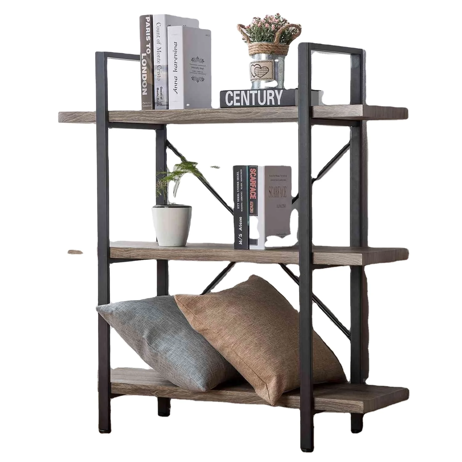 Storage Modular Small Metal Frame Wall Large Book Case Luxury 3 Tier Wooden Stackable Bookcase