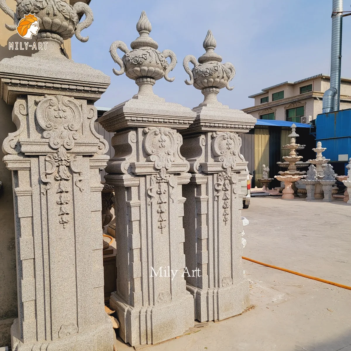 Customized Outdoor Natural Stone Marble Doorpost Gate Column Pillar
