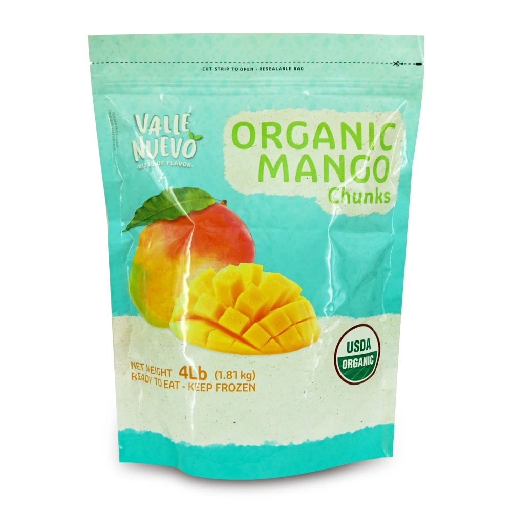 Customized Fruit Mix Sliced Peaches Mango Chunk Fruit Packaging Bags Mylar Laminated Plastic Fruit Packaging Stand Up Bags