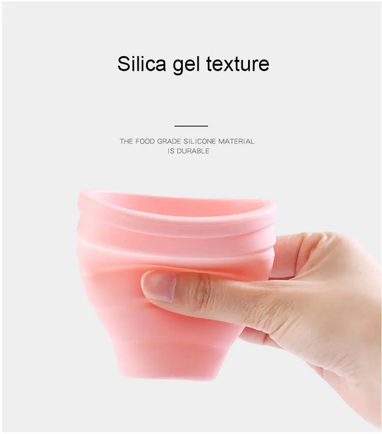 China Factory Portable Travel Camping Folding Drinking Coffee Mug Reusable Silicone Collapsible Cup for Travel