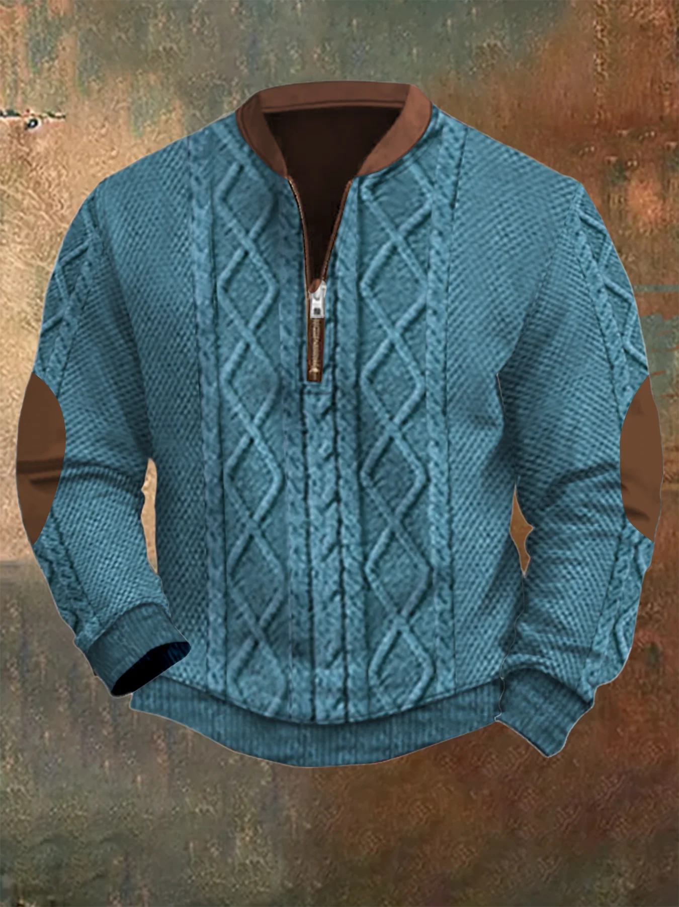 2024 New Design Cable Knit Sweater Men Cotton Rib Clothing Sweater Half Zipper Custom Plus Size Knit Sweaters for Men