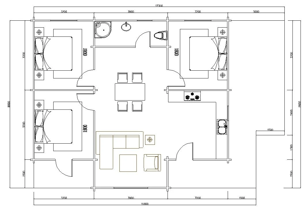 Hot Sale Three Bedrooms Italy Designs and Layout Prefabricated Houses Made of Wooden House Structures