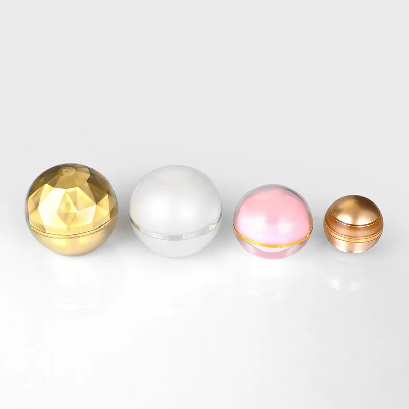 Customized plastic luxury fancy white round cosmetic jar ball shape for skincare cream