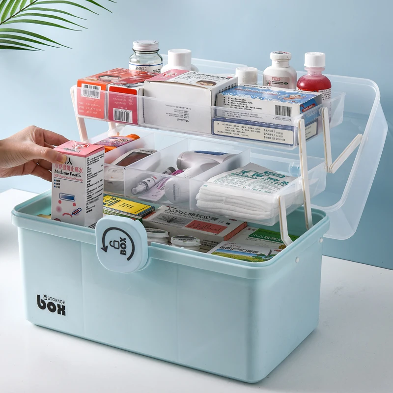 Plastic Storage Box Multi-layer Portable Foldable Storage Box Family Packed Medicine Storage Box