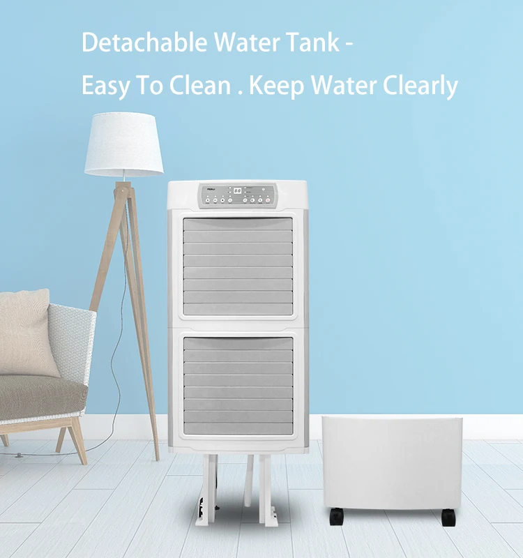 Two Air Outlets Strong Air Flow Low Power Consumption White Air Cooler With 45L Detachable Water Tank