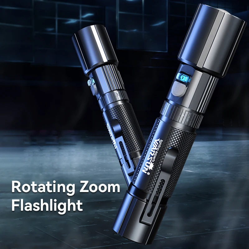 Warsun Y65S Multifunctional high lumen 1000Lm  IP45 battery indicator torch 1000m Long Range Rechargeable Zoomable Flashlight