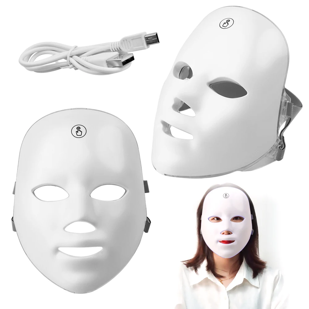 Rechargeable LED Facial Mask 7 Led Light Therapy Facial Skin Care Mask Skin Rejuvenation LED Photon Therapy Beauty Mask