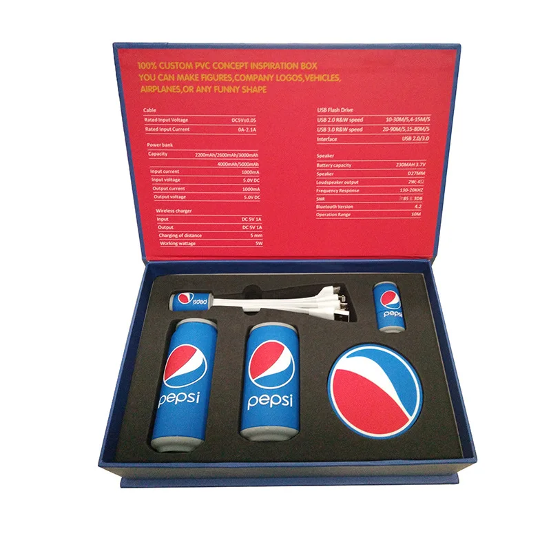 Manufacturers wholesale Pepsi mobile power gift set Coke Bluetooth speaker wireless charging business set