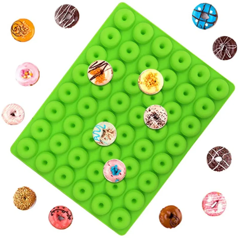 48-Cavity Mini-Doughnut Silicone Candy  Mold Donut Baking Tray