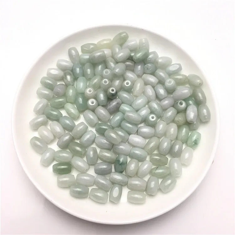 Wholesale small jadeite barrel loose bead 6*9mm mayanmar burma jade beads for diy jewelry