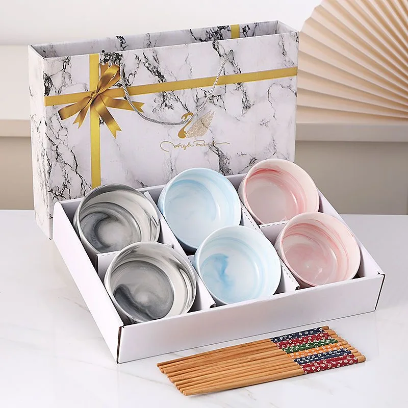 Colorful printed under glazed kitchen 2 4 6 pcs rice soup 3.5 inch serving ceramic porcelain bohemia bowls set