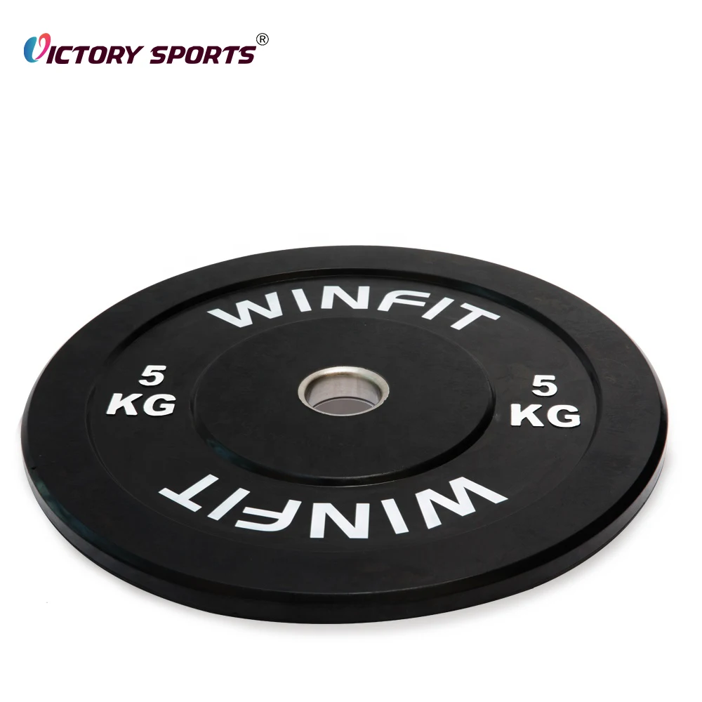 Free weight training stainless steel 5kg 25kg colorful barbell gym rubber weight plates bumpers