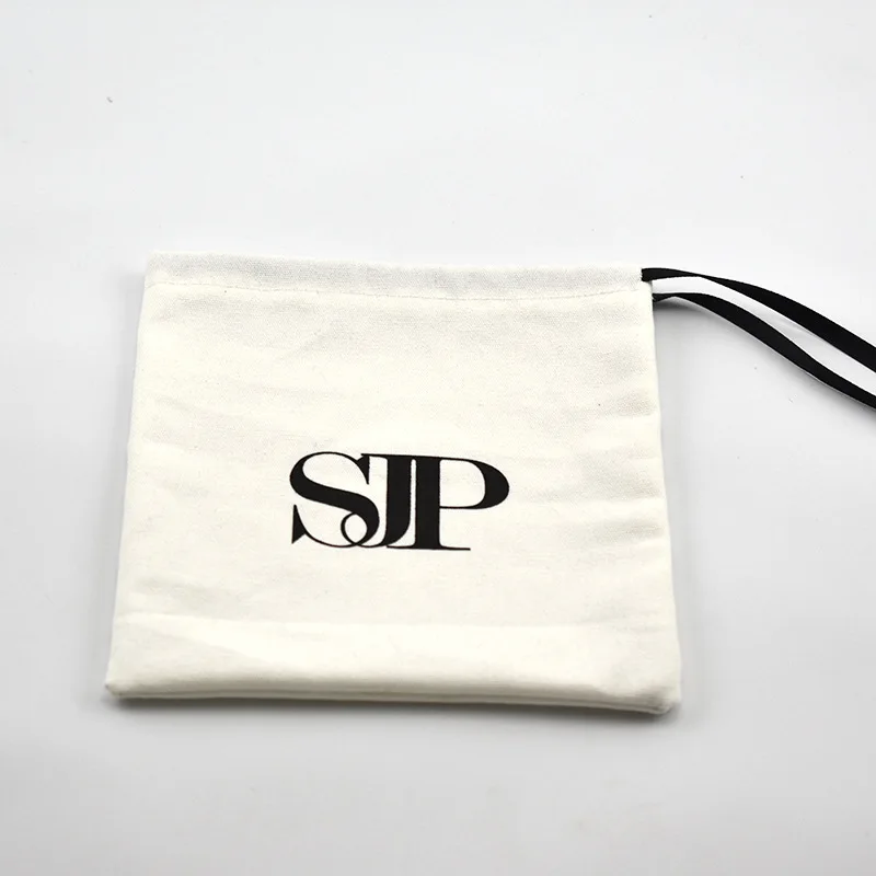 Экологичная белая хлопковая упаковка для ювелирных изделий, 8 унций, персонализированная Хлопковая Сумка на шнурке с логотипом