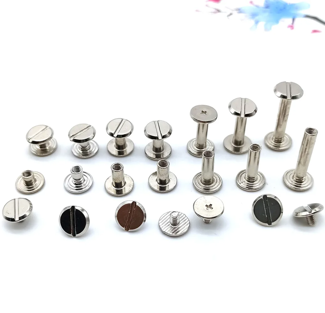 Nickel Plated Account Books Screw , Snap Rivet Chicago Screw, Brass Male and female book binding screws