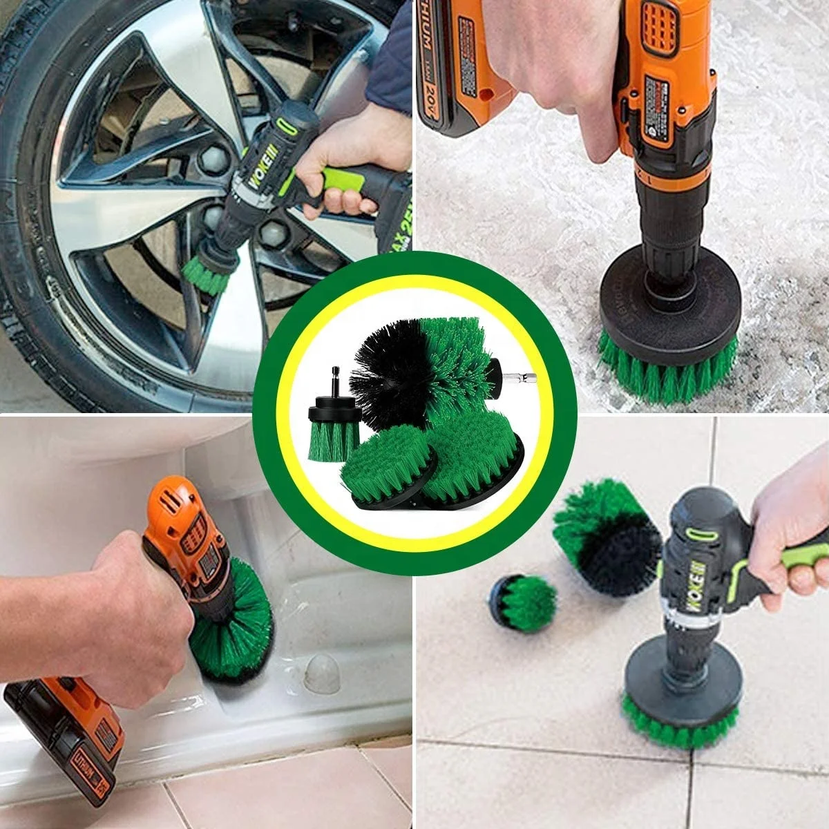 Scrub Pads Power Scrubber Kit Car Detailing Car Brush Tool Electric Cleaning Drilling Brush