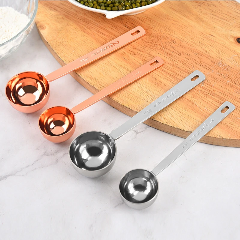 Rose gold plated silver stainless steel coffee scoop sugar measuring scoops,Custom coffee measuring spoon