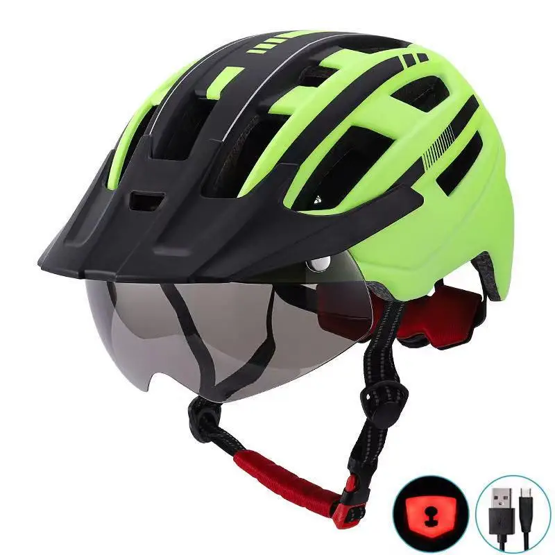 lightweight bicycle helmet road bike safety helmets with wind mirror and lamp light
