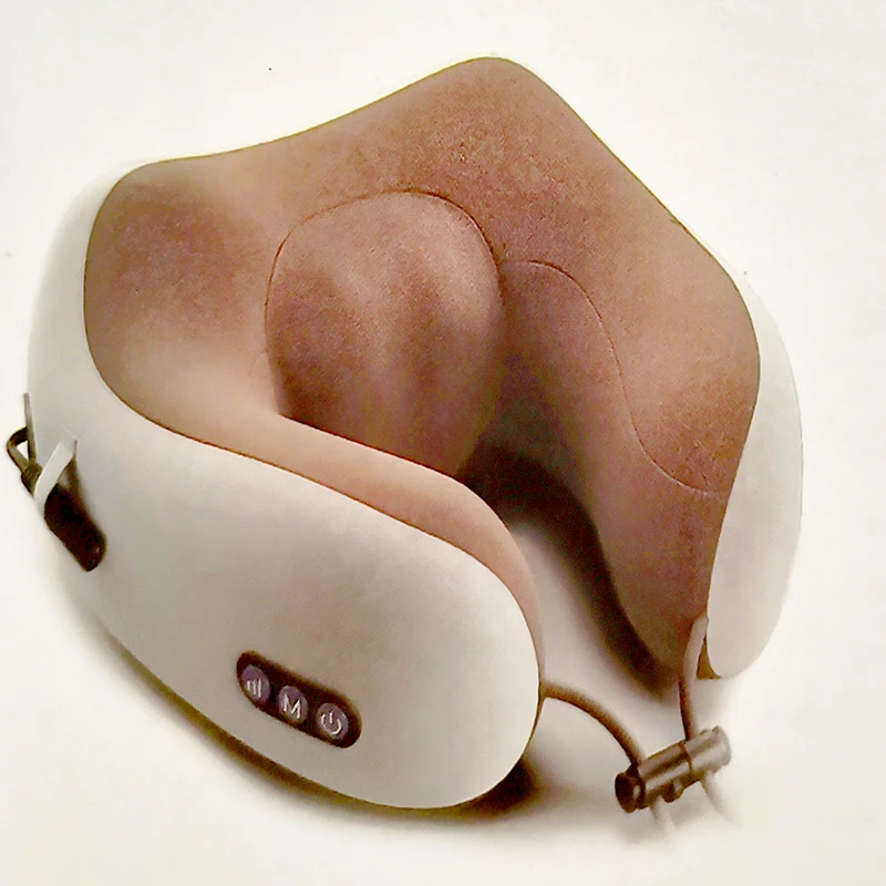 Портативная Интеллектуальная Электрическая дорожная подушка для массажа шиацу шеи спины на аккумуляторах Вибрационный U-образный Массажер Для Шеи