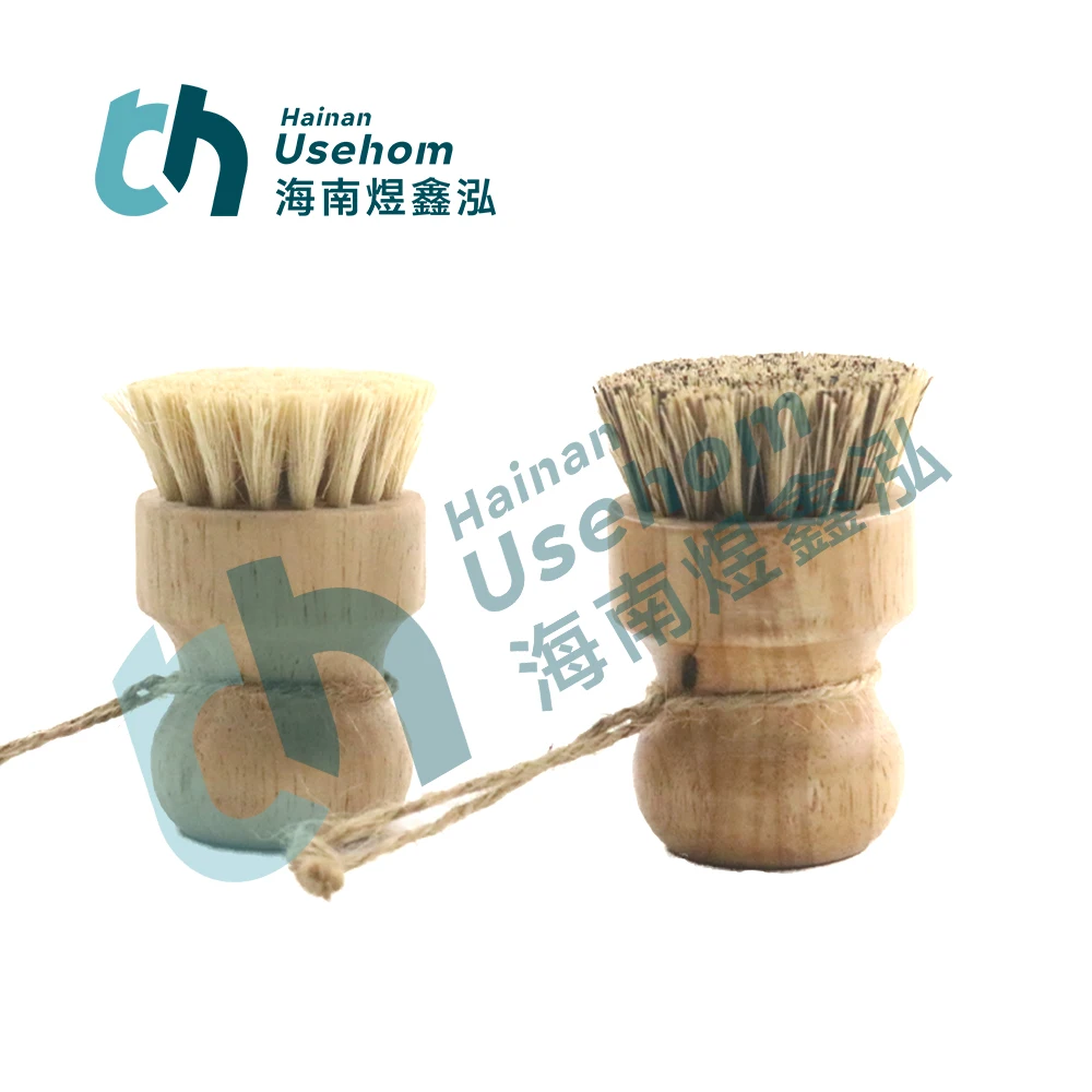 Zero Waste Eco-friendly Natural Wooden Cleaning Scrubber Brush Reusable Bamboo Wood Sisal Dish Cleaning Kitchen Brush