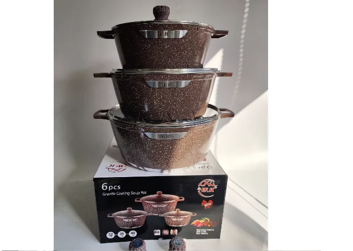 Home Kitchenware 6pcs Sets Soup Cooking Sauce Cooking Japandi 32-36-43cm Huge Steaming Soup Pot Casserole