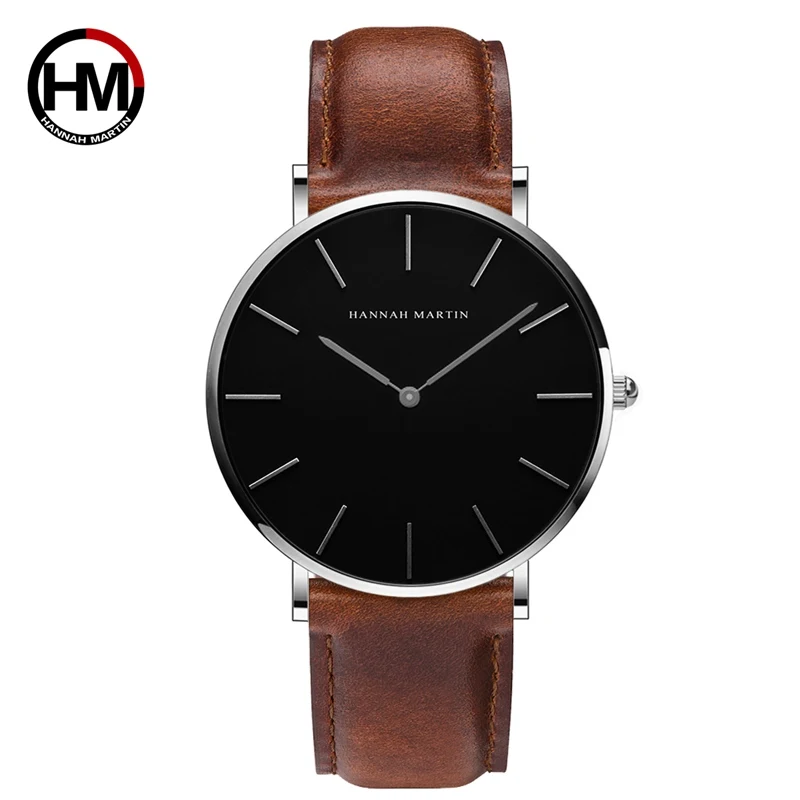 Hannah Martin CH02 Men Watch Top Brand luxury Life Waterproof Quartz WristWatch Fashion Leather Business Boys Watches