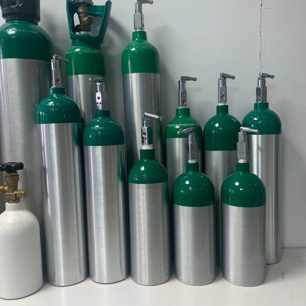 Factory Delivery ISO/GB Standard Series Medical Seamless Aluminum Gas Cylinder Hospital Industrial Aluminum Material Oxygen Tank